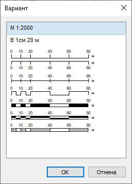 Диалог выбора варианта масштаба